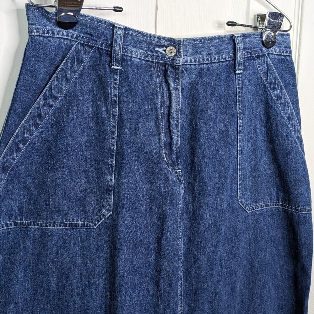 Vintage Denim Midi Jean Skirt 12 Modest Y2K Cottagecore Western Long Prairie - Picture 5 of 13